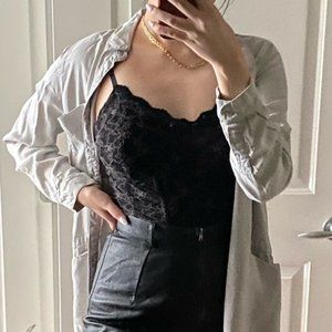 FOXY JEANS Black Lace Fitted Tank Top